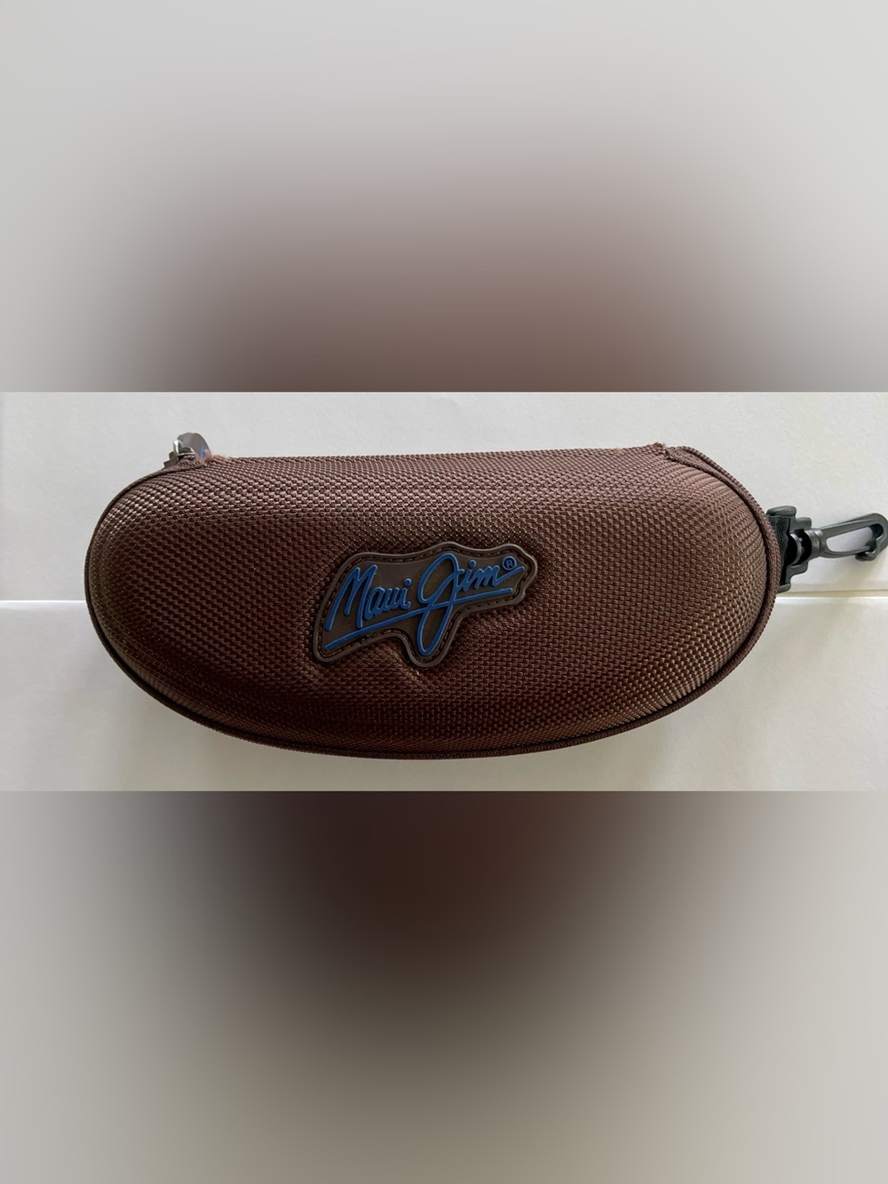 Maui Jim Brown Fabric Zippered Clamshell Sunglass Case EUC
